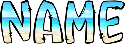 (367-P6210) Beach Ocean Letters Numbers Custom Name Text