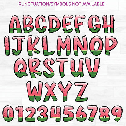 (s367-P6315) Pink Watermelon Letters Numbers Custom Name Text