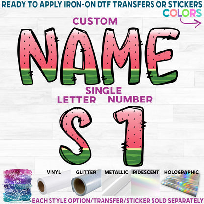 (s367-P6315) Pink Watermelon Letters Numbers Custom Name Text