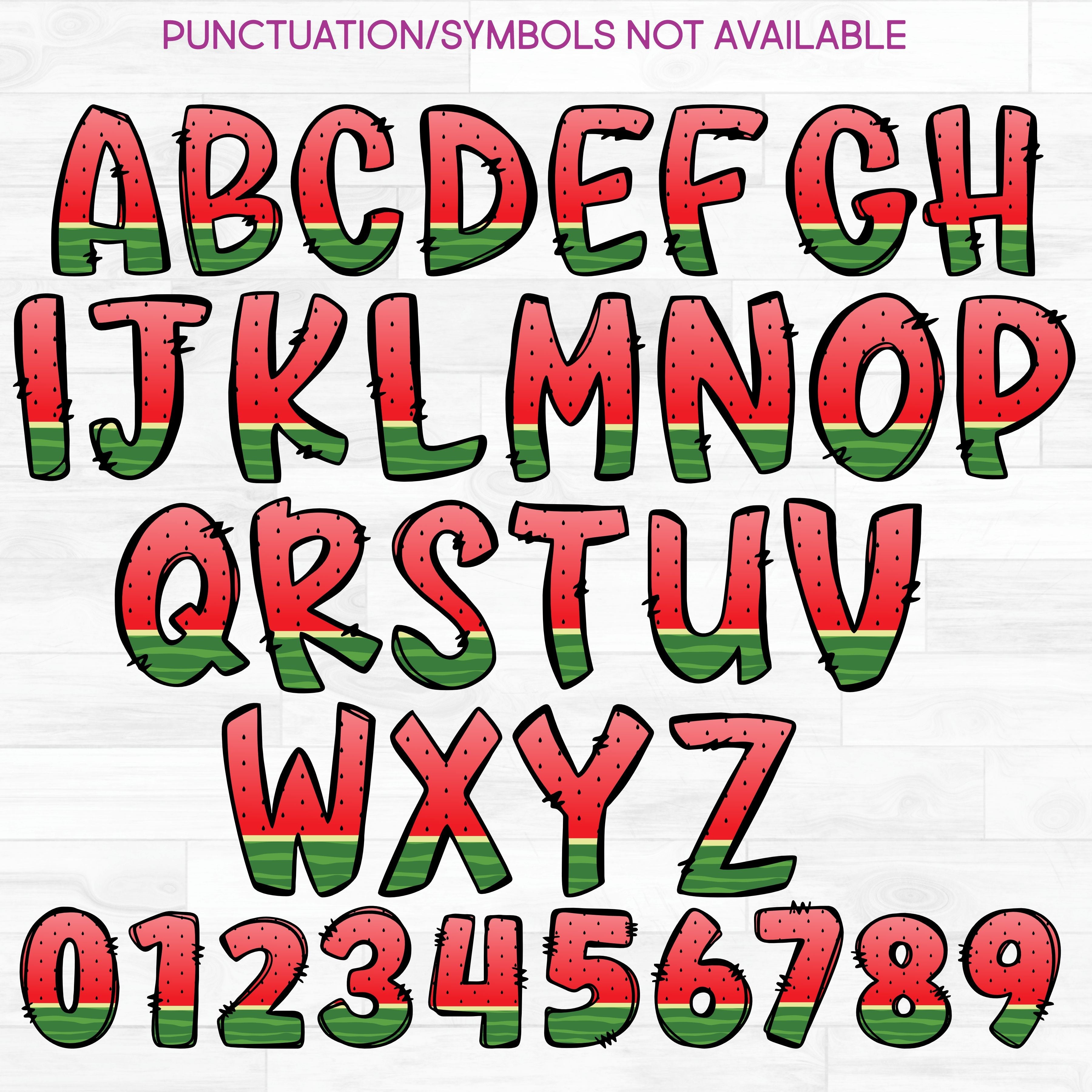 (s367-P6316) Red Watermelon Letters Numbers Custom Name Text