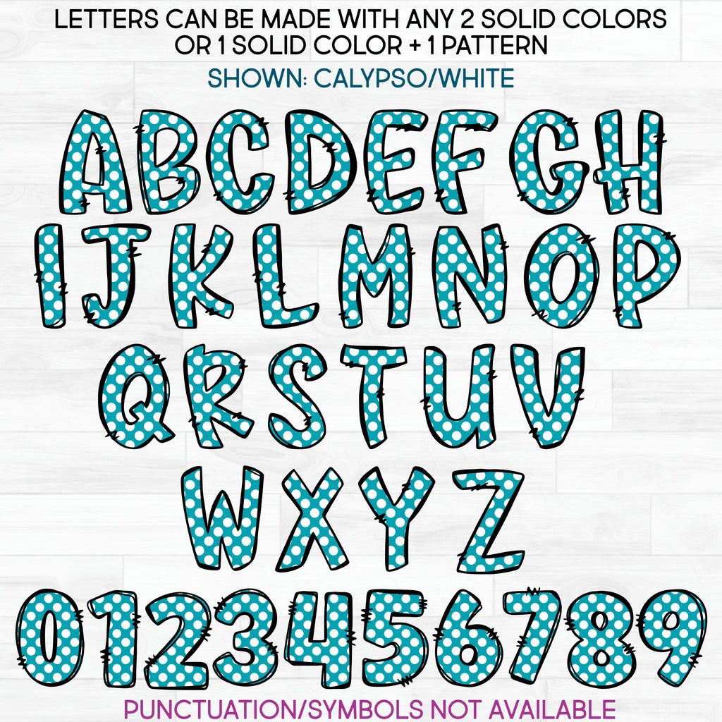 (s367-O8006 White) Polka Dot Letters Numbers Custom Name Text