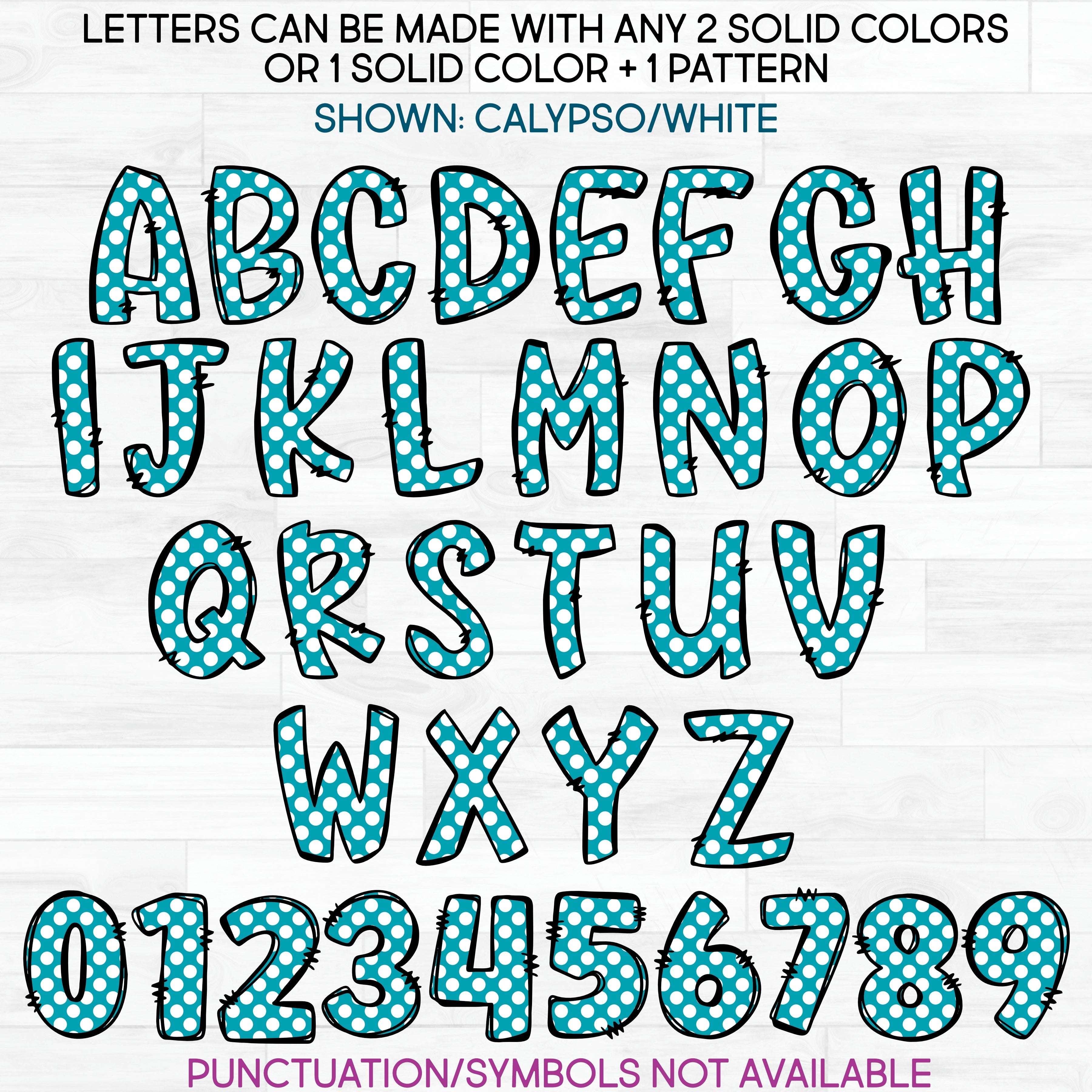 (s367-O8006 White) Polka Dot Letters Numbers Custom Name Text