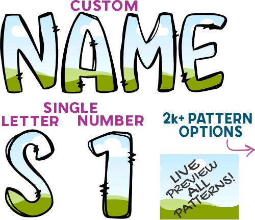 (s367) Doodle Letters Numbers Custom Name Text Patterns