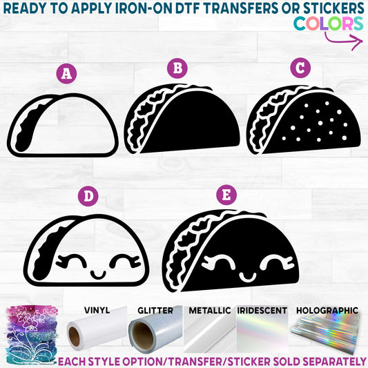 (s368-2) Taco Tacos Printed Heat Transfer or Sticker