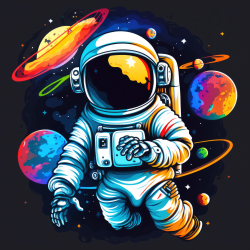 (s369-4-L) Astronaut Galaxy Space