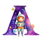 (s369-8) Space Galaxy Astronaut Monogram Letter All Letters A-Z