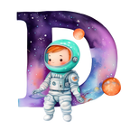 (s369-8) Space Galaxy Astronaut Monogram Letter All Letters A-Z