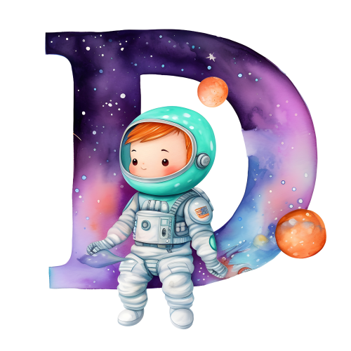 (s369-8) Space Galaxy Astronaut Monogram Letter All Letters A-Z