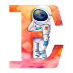 (s369-8) Space Galaxy Astronaut Monogram Letter All Letters A-Z