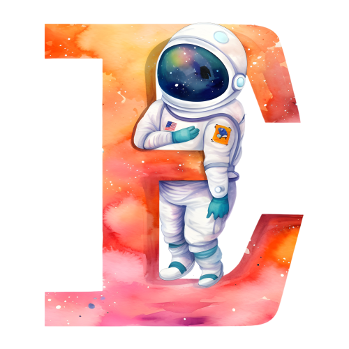 (s369-8) Space Galaxy Astronaut Monogram Letter All Letters A-Z