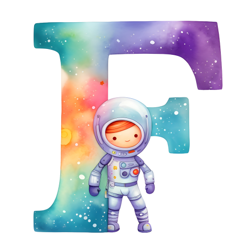 (s369-8) Space Galaxy Astronaut Monogram Letter All Letters A-Z