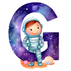 (s369-8) Space Galaxy Astronaut Monogram Letter All Letters A-Z