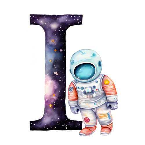 (s369-8) Space Galaxy Astronaut Monogram Letter All Letters A-Z