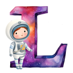 (s369-8) Space Galaxy Astronaut Monogram Letter All Letters A-Z