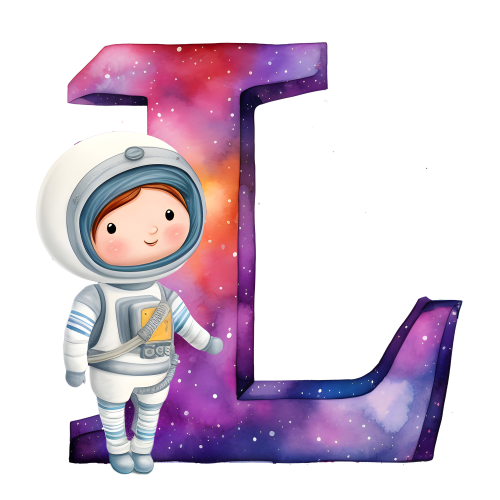 (s369-8) Space Galaxy Astronaut Monogram Letter All Letters A-Z