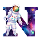 (s369-8) Space Galaxy Astronaut Monogram Letter All Letters A-Z