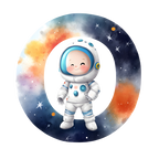 (s369-8) Space Galaxy Astronaut Monogram Letter All Letters A-Z