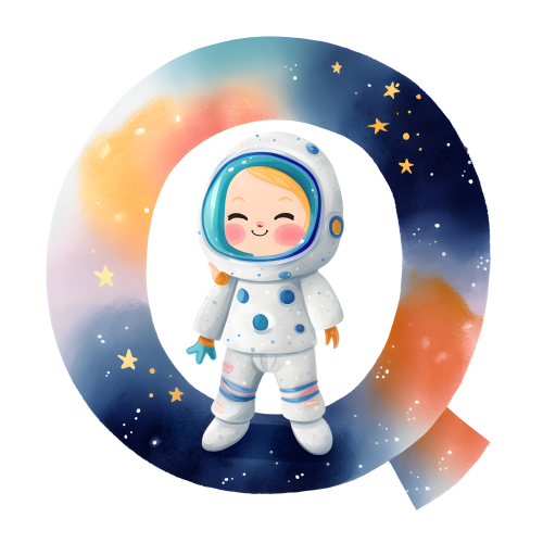 (s369-8) Space Galaxy Astronaut Monogram Letter All Letters A-Z