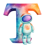 (s369-8) Space Galaxy Astronaut Monogram Letter All Letters A-Z
