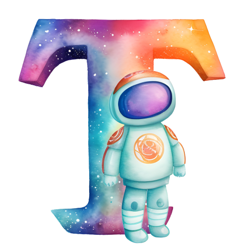 (s369-8) Space Galaxy Astronaut Monogram Letter All Letters A-Z