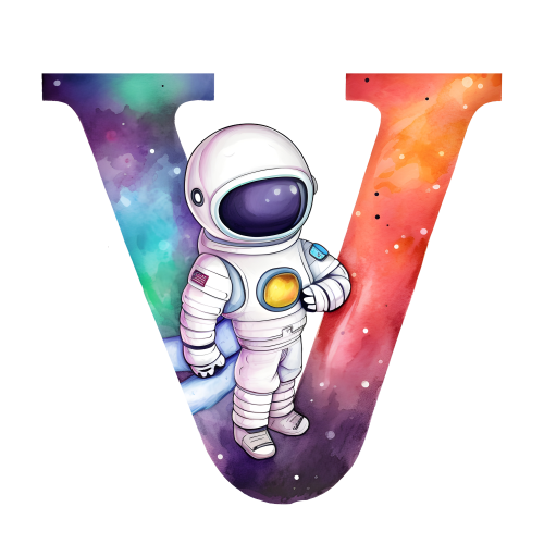(s369-8) Space Galaxy Astronaut Monogram Letter All Letters A-Z