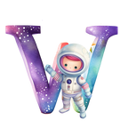 (s369-8) Space Galaxy Astronaut Monogram Letter All Letters A-Z