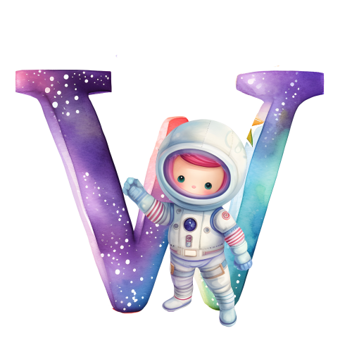 (s369-8) Space Galaxy Astronaut Monogram Letter All Letters A-Z