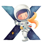 (s369-8) Space Galaxy Astronaut Monogram Letter All Letters A-Z