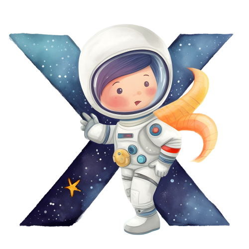 (s369-8) Space Galaxy Astronaut Monogram Letter All Letters A-Z