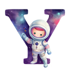 (s369-8) Space Galaxy Astronaut Monogram Letter All Letters A-Z