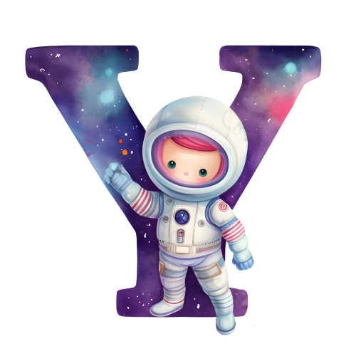 (s369-8) Space Galaxy Astronaut Monogram Letter All Letters A-Z