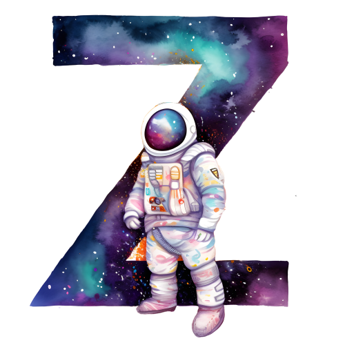 (s369-8) Space Galaxy Astronaut Monogram Letter All Letters A-Z