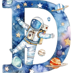 (s369-6) Space Galaxy Astronaut Monogram Letter All Letters A-Z