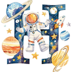 (s369-6) Space Galaxy Astronaut Monogram Letter All Letters A-Z