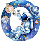 (s369-6) Space Galaxy Astronaut Monogram Letter All Letters A-Z