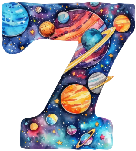 (s369-7) Space Galaxy Monogram Letter All Letters A-Z Numbers 0-9
