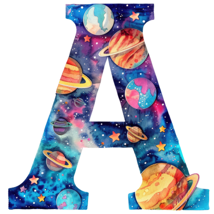 (369-07) Space Galaxy Monogram Letter All Letters A-Z Numbers 0-9