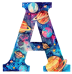 (s369-7) Space Galaxy Monogram Letter All Letters A-Z Numbers 0-9
