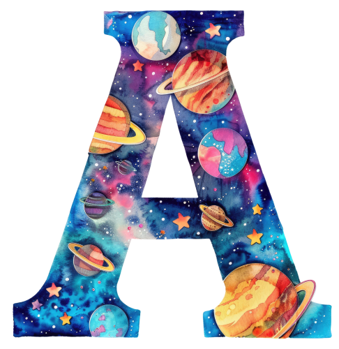 (s369-7) Space Galaxy Monogram Letter All Letters A-Z Numbers 0-9