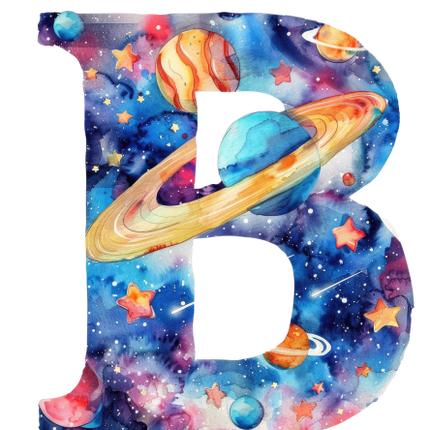 (369-07) Space Galaxy Monogram Letter All Letters A-Z Numbers 0-9