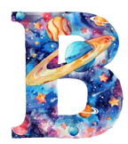 (s369-7) Space Galaxy Monogram Letter All Letters A-Z Numbers 0-9