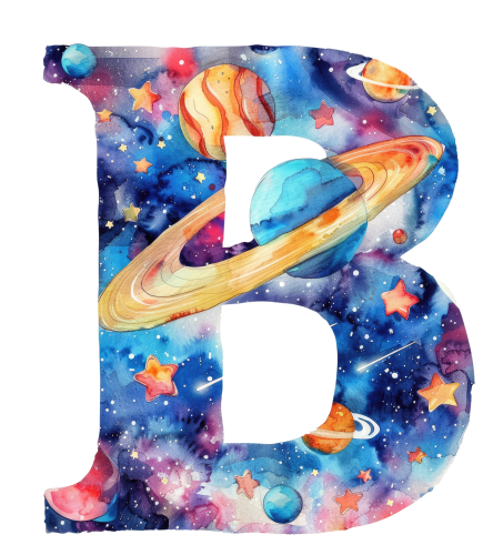 (s369-7) Space Galaxy Monogram Letter All Letters A-Z Numbers 0-9