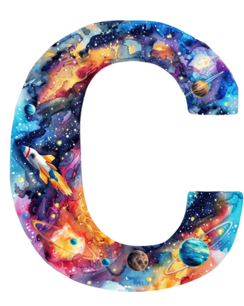 (369-07) Space Galaxy Monogram Letter All Letters A-Z Numbers 0-9