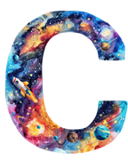 (s369-7) Space Galaxy Monogram Letter All Letters A-Z Numbers 0-9