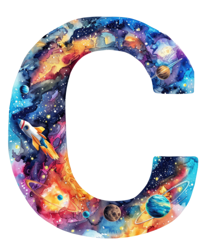 (s369-7) Space Galaxy Monogram Letter All Letters A-Z Numbers 0-9