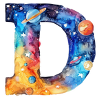 (s369-7) Space Galaxy Monogram Letter All Letters A-Z Numbers 0-9