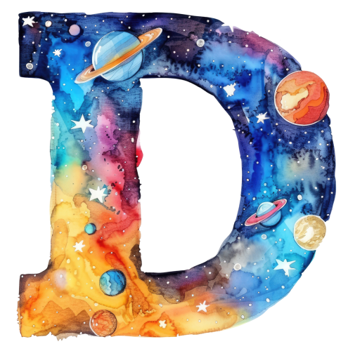 (s369-7) Space Galaxy Monogram Letter All Letters A-Z Numbers 0-9