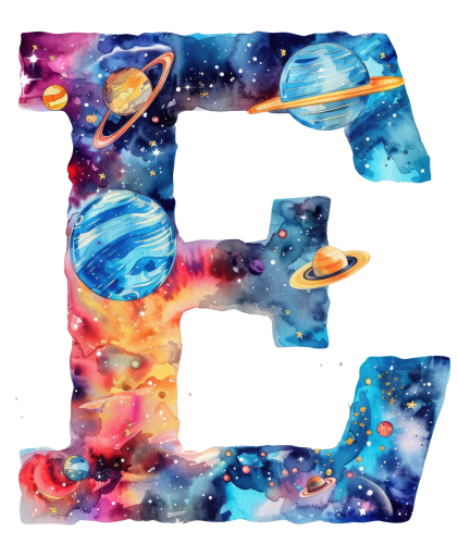 (s369-7) Space Galaxy Monogram Letter All Letters A-Z Numbers 0-9