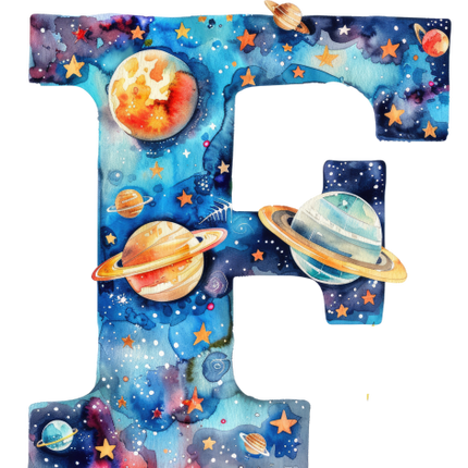 (369-07) Space Galaxy Monogram Letter All Letters A-Z Numbers 0-9