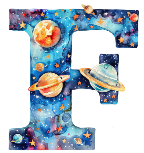 (s369-7) Space Galaxy Monogram Letter All Letters A-Z Numbers 0-9